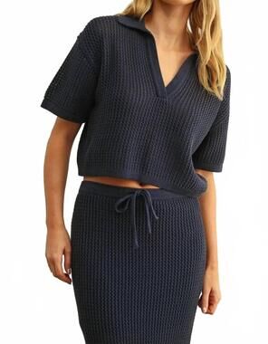 NEW MIOU MUSE alexa crochet top in dark blue